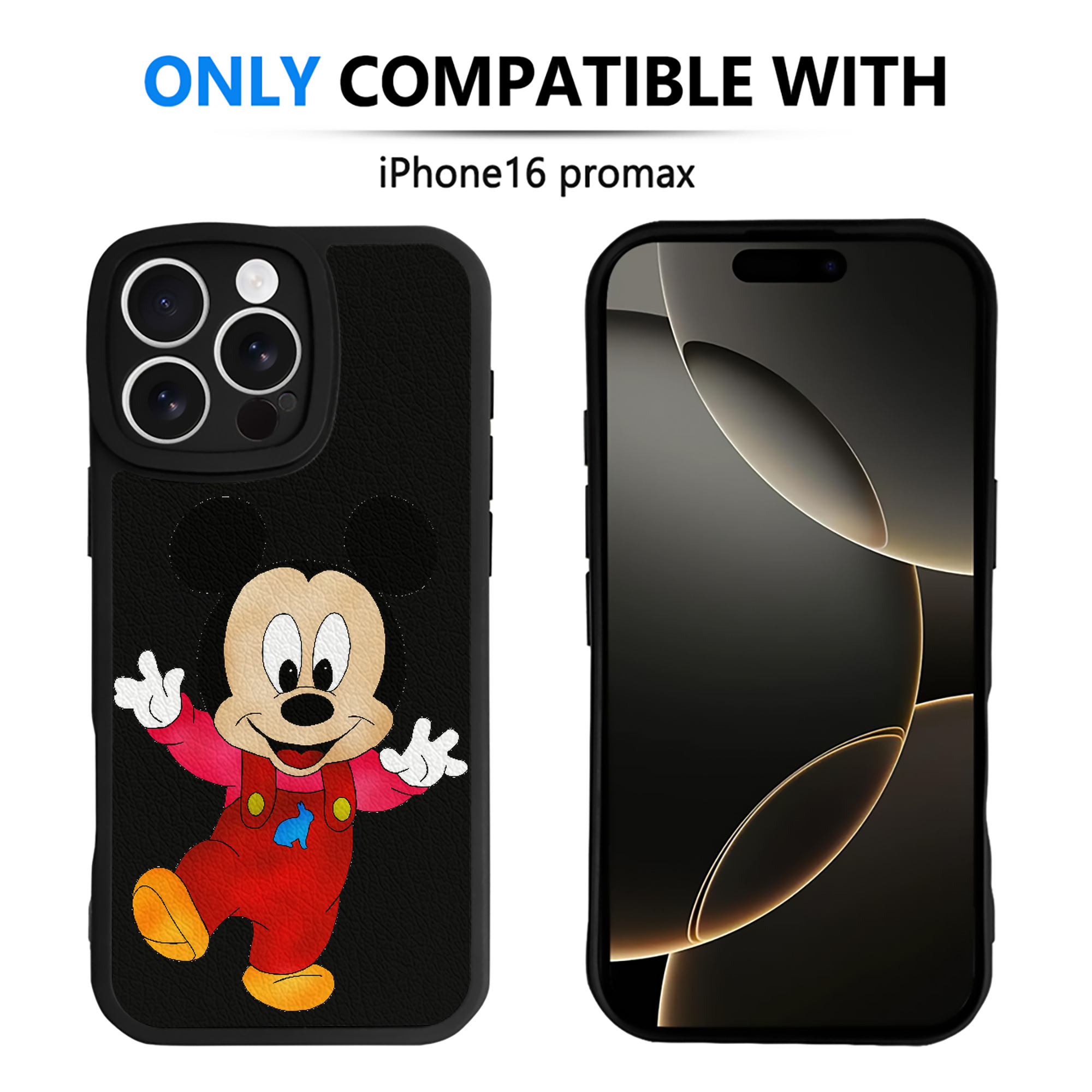 （画像用） ミッキーマウス Mickey Mouse 【iPhone 16シリーズ対応】シリコンスマホケース（レザー調） 材質：シリコン